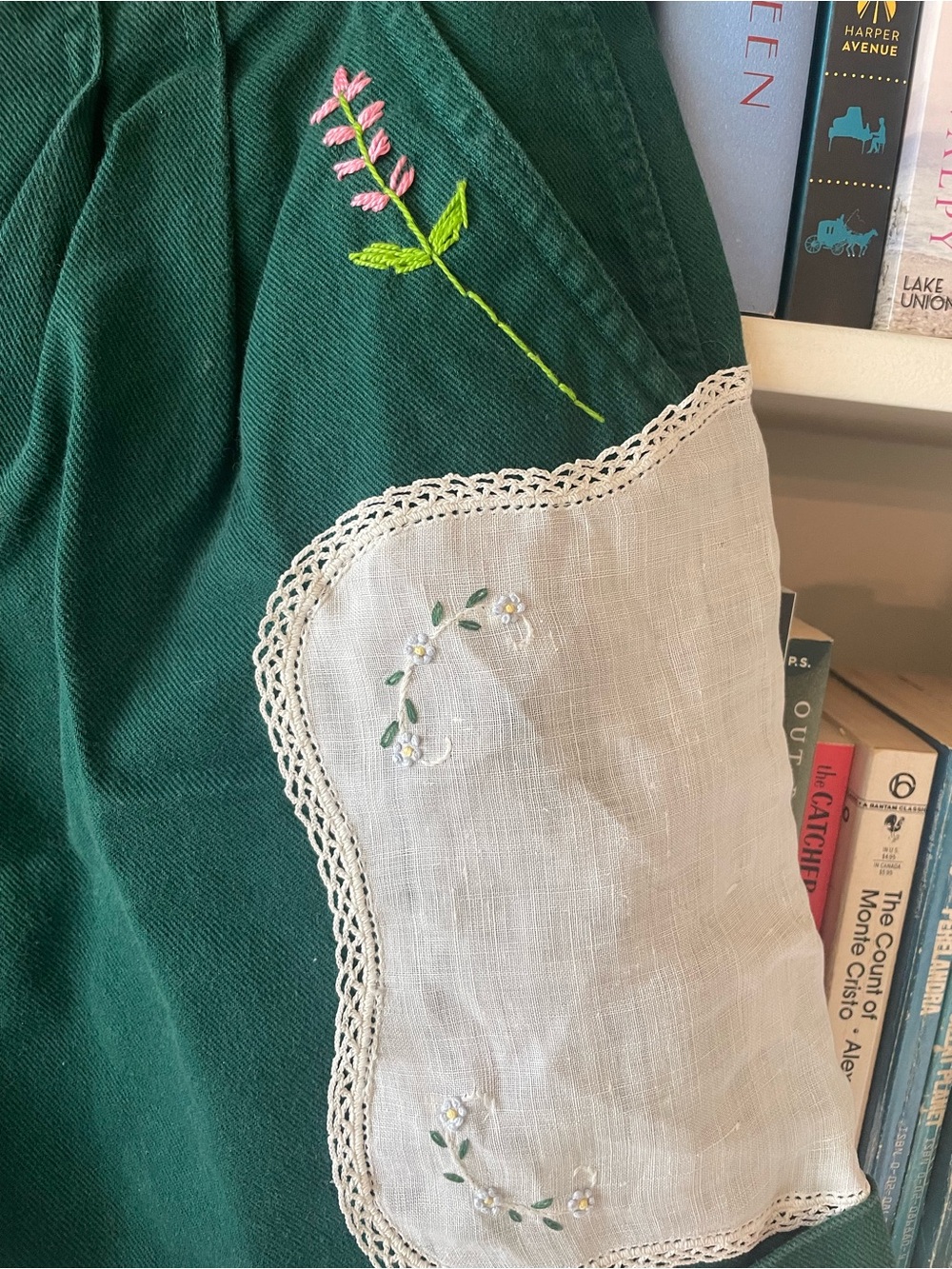 Vintage dark green Jennifer Moore cottagecore patchwork upcycled shorts - Picture 13 of 16